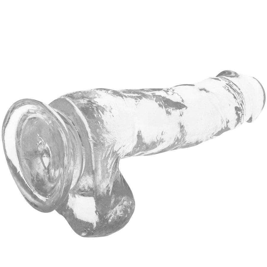 Dildo, X Ray - Clear Cock With Balls, cu Ventuza, 18.5 CM X 3.8 CM / Transparent