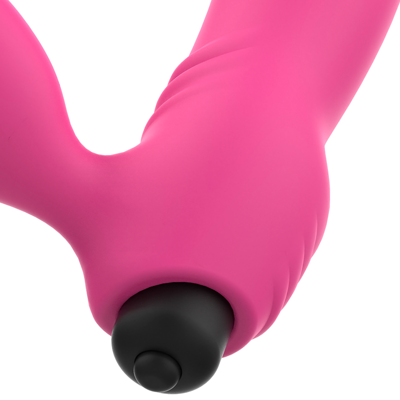 Vibrator cu Stimulare Dubla, Ohmama - Bix Double Stimulation, Silicon Hipoalergenic, Roz Xmas Edition