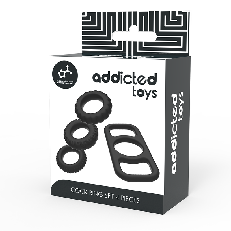 Set Inele pentru Penis, Addicted Toys, Silicon Flexibil, 4 Bucati