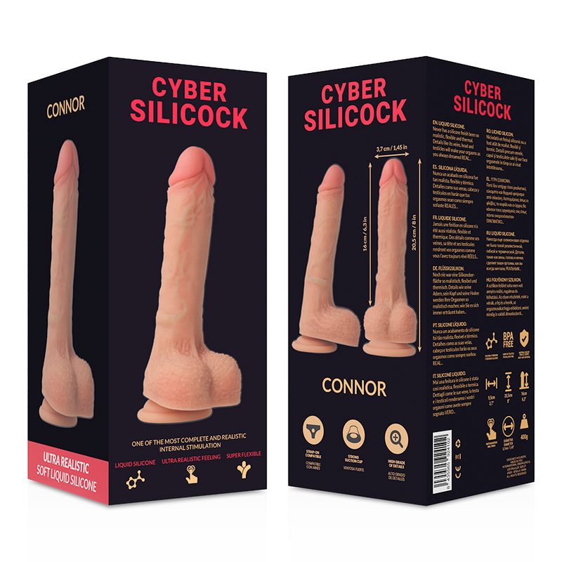 Dildo, Cyber Silicock - Connor, Ultra Realist din Silicon Medical Lichid, 20.5 CM x 3.7 CM