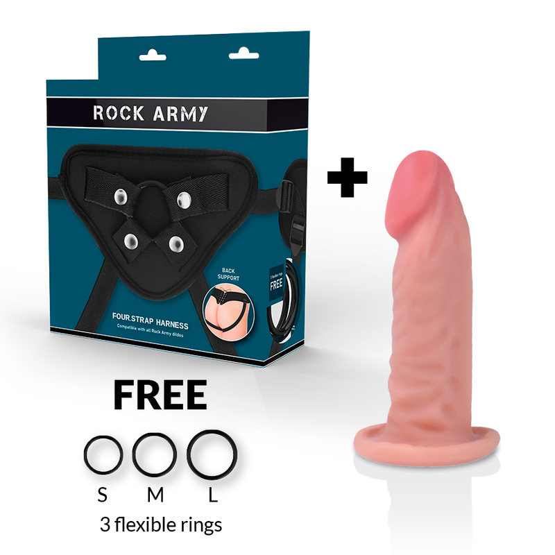 Pachet Dildo si Ham, Rockarmy - Dual Density, Dildo Realistic cu Ventuza, 14 CM x 4,46 CM