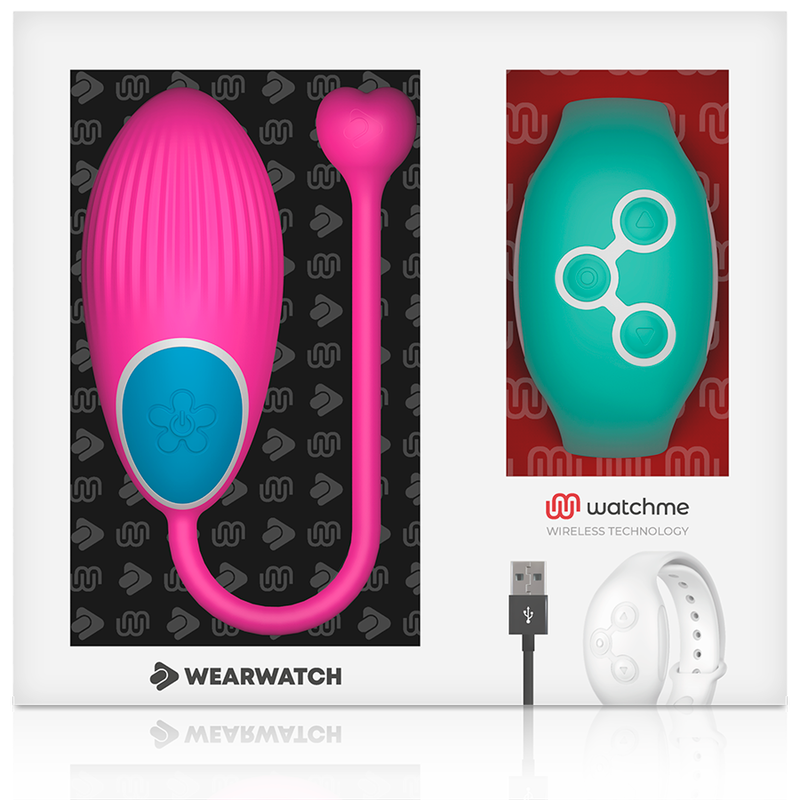 Ou Vibrator, Wearwatch - Egg, Telecomanda prin Ceas Watchme, Roz/Turcoaz