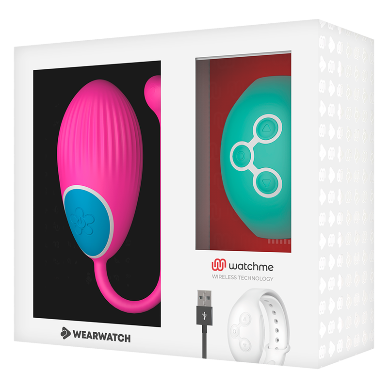 Ou Vibrator, Wearwatch - Egg, Telecomanda prin Ceas Watchme, Roz/Turcoaz