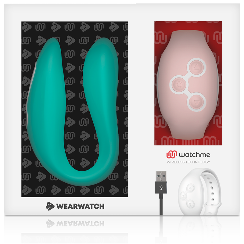 Vibrator pentru Cuplu, Wearwatch - Watchme Dual, cu Ceas Telecomanda, Turcoaz/Roz